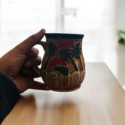 SOULCRAFTZ Ceramic Glazed Coffee Mug | Goa Souvenir Gift | Indian Travel Collectible | Stylish Handmade Mug for Home & Office