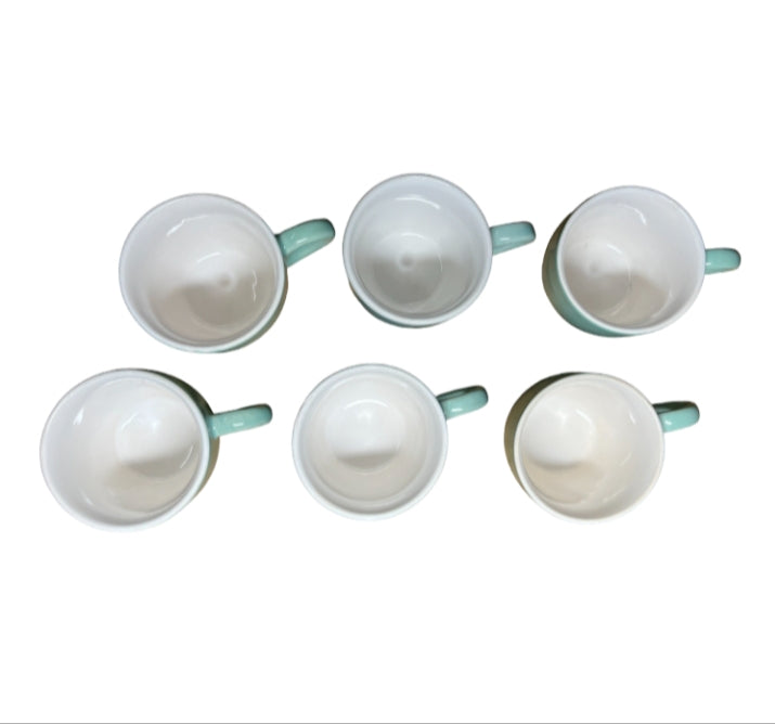 SOULCRAFTZ Ceramic Tea Cup - Set of 6, 100ml, Aqua