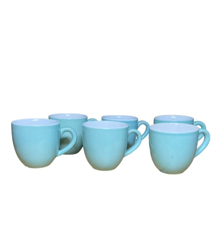 SOULCRAFTZ Ceramic Tea Cup - Set of 6, 100ml, Aqua