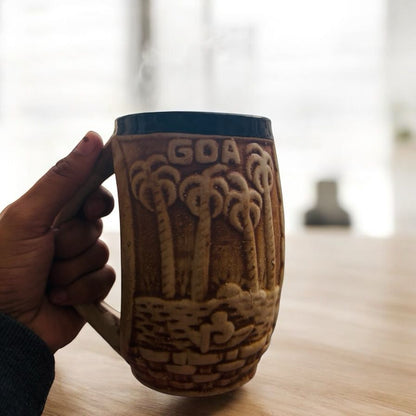 SOULCRAFTZ Ceramic Glazed Coffee Mug | Goa Souvenir Gift | Indian Travel Collectible | Stylish Handmade Mug for Home & Office