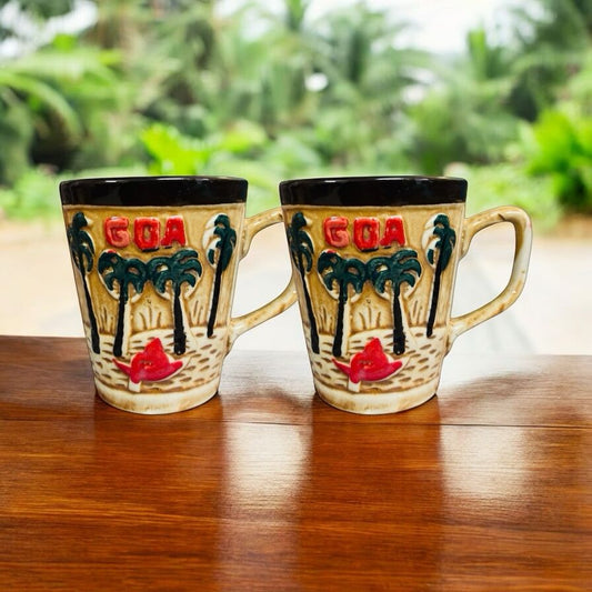 SOULCRAFTZ Ceramic Glazed Coffee Mug | Goa Souvenir Gift | Indian Travel Collectible | Stylish Handmade Mug for Home & Office