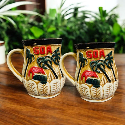 SOULCRAFTZ Ceramic Glazed Coffee Mug | Goa Souvenir Gift | Indian Travel Collectible | Stylish Handmade Mug for Home & Office